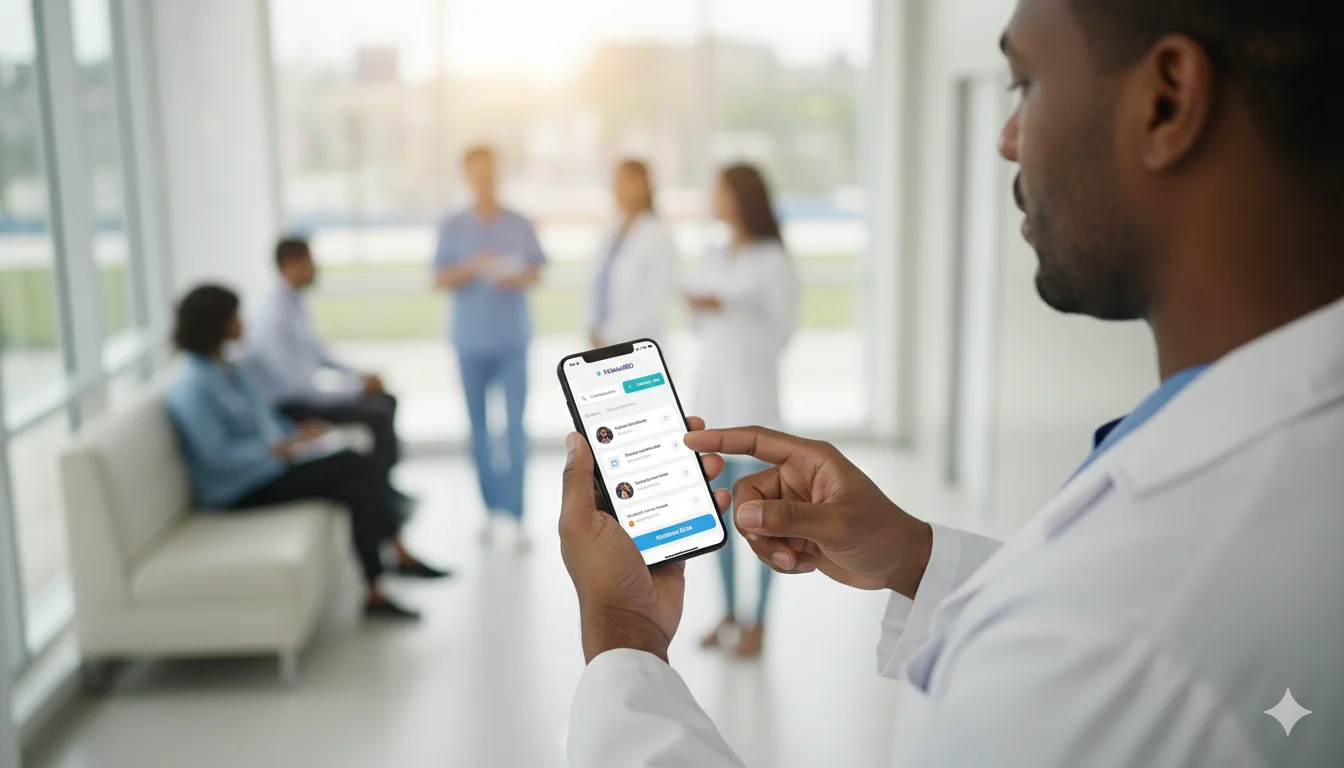 Médico profesional atendiendo a paciente en consulta